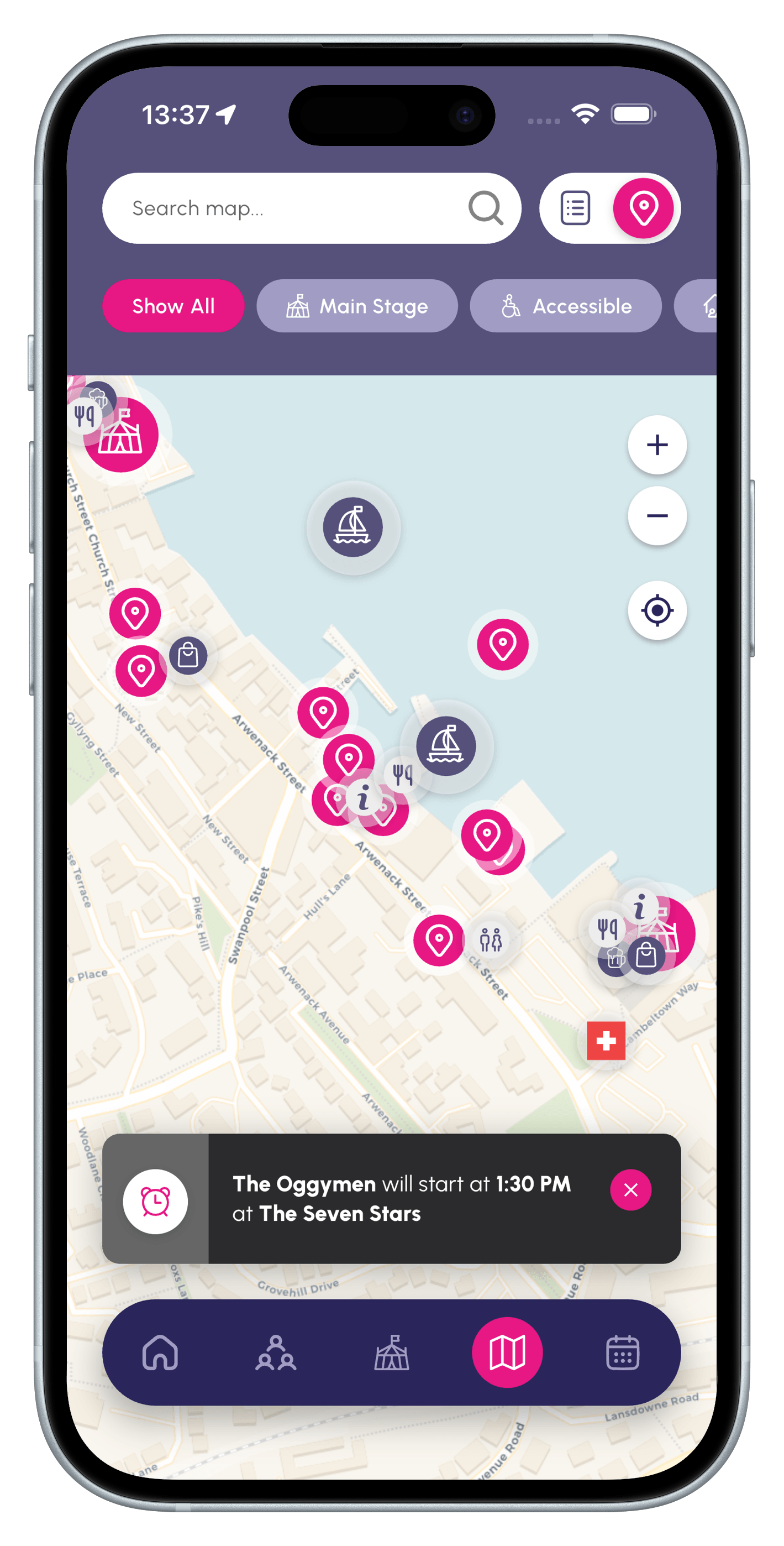 Falmouth Sea Shanty Festival app — site map