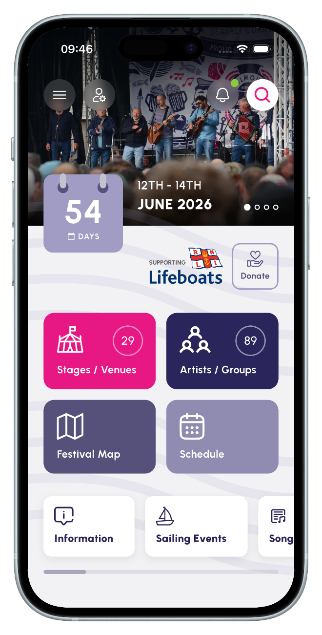 Home hub — Falmouth Sea Shanty Festival app